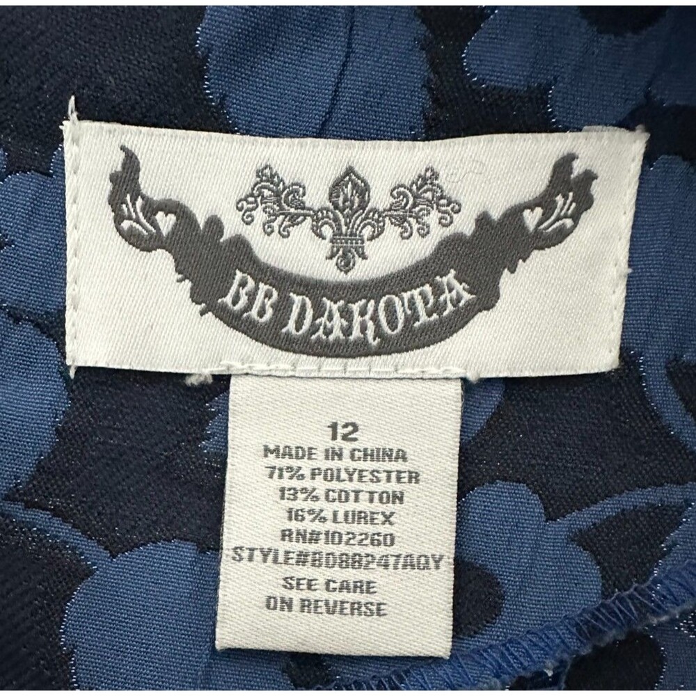 BB Dakota Blue Floral Jacquard Sheath Dress Size 12 Whimsigoth 90s Mod Y2K Retro - Picture 10 of 13
